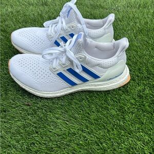 Adidas Ultra Boost White with Blue Stripes